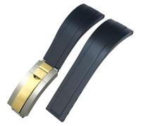 ROUREOX Cinturino Silicone Morbido per Uomo, Rilascio Rapido con Pulsante Acciaio Inox per Rolex Daytona Submariner Oyster Yacht-Master Sea-Dweller-Nero + Oro Bitonale 20mm