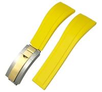 ROUREOX Cinturino Silicone Morbido per Uomo, Rilascio Rapido con Pulsante Acciaio Inox per Rolex Sea-Dweller GMT-Master II-Giallo + Oro Bitonale 20mm