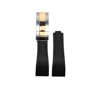 ROUREOX Cinturino Sostituzione in Silicone Impermeabile, Resistente e Durevole per Rolex acht-Master Sea-Dweller-Oro Rosa Nero + Bicolore 21mm