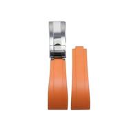 ROUREOX Cinturino Sostituzione in Silicone Impermeabile, Resistente e Durevole per Rolex acht-Master Sea-Dweller-Fibbia Arancione + Argento 21mm