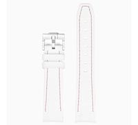 ROUREOX Cinturino Uomo Gomma 20Mm Estremità Curva, Ricambio Silicone Ecologico per Omega x Swatch MoonSwatch/Rolex Submariner-Bianco + Rosa 20MM