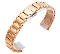 ROUREOX Metallico Cinturino Orologio Sostituzione, 316L Acciaio Inossidabile Braccialetto Fibbia Farfalla per FIYTA Heartstrings LA8402/LA8406-Oro Rosa Concava 16 * 10MM