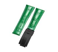 ROUREOX Morbida Pelle Vera Cinturino di Orologio di Ricambio Pelle Liscia Cerniera Pieghevole Bracciale di Orologio Fermo Pieghevole per Rolex Cosmograph Daytona-Verde + Nero
