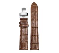 ROUREOX Regolabile Braceletto Orologio in Cuoio Autentico Fibbia Pieghevole Braceletto Orologio in Cuoio Accessori per TISSOT 1853 Le Locle Stylis-T T410 Carson T410-Marrone + Argento 19mm