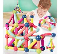 ROUSKY 88PCS sfera magnetica e bastone set,di bastoncini da costruzione magnetici, piastrelle per blocchi di costruzione, giocattoli impilabili STEM per bambini dai 3 anni in su
