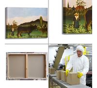 Rousseau filatrice e bovini design quadro stampa tela dipinto telaio arredo casa