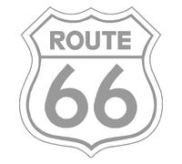 Route 66 - Adesivo in vinile autoadesivo, 7 cm di larghezza x 7,5 cm di altezza, colore: argento
