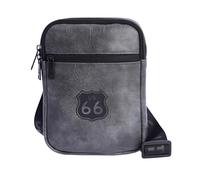 ROUTE 66 Cesar, Uomo Borsa a Tracolla in Pelle-Regalo per Uso Quotidiano, Viaggi, Affari, Grigio