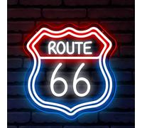 Route 66 - Insegna al neon a LED blu, rossa e bianca, decorazione da parete, USB, luminosità regolabile, luci al neon in acrilico, adatte per decorazione di club, uffici, bar, sale d'intrattenimento