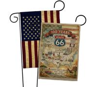 Route 66 Map Centennial Flag Vintage USA Flags Wall Hanging Decor 100 Years Map Historic American Bandera de USA Poster Vintage Patriottico Garden Yard Sign Americana Decorazione Regalo