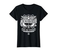 Route 66 Mother Road Crest Maglietta, Donna, Nero, XXL