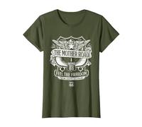 Route 66 Mother Road Crest Maglietta, Donna, Oliva, 3XL
