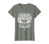 Route 66 Mother Road Crest Maglietta, Donna, Verde Militare mélange, XS