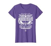 Route 66 Mother Road Crest Maglietta, Donna, Viola mélange, 3XL