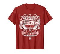 Route 66 Mother Road Crest Maglietta, Uomo, Mirtillo Rosso, 3XL