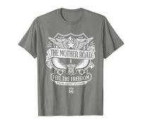 Route 66 Mother Road Crest Maglietta, Uomo, Verde Militare mélange, L