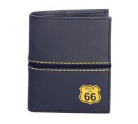 Route 66 - Portafoglio Uomo Pelle (Protezzione RFID) - Portafoglio Uomo Slim - Porta carte di Credito Uomo - Portacarte - Porta Tessere - Portaessere Uomo Tascabile - Wallet (verticale, Blu Navy)