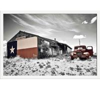 Route 66 - Poster - Texas Bar BQ + cornice rimovibile, Shinsuke® Maxi MDF bianco, vetro acrilico