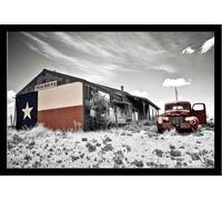 Route 66 - Poster - Texas Bar BQ + cornice rimovibile, Shinsuke® Maxi MDF nero, vetro acrilico