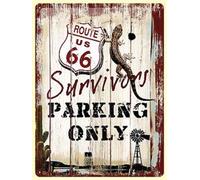Route 66 Retrò Targa di Latta 30 X 40 CM Nuovo Modello Survivors Parking