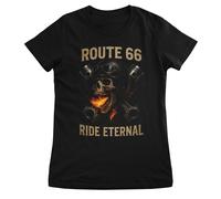 Route 66 Ride Eternal T-Shirt Donna Manica Corta Nera Girocollo
