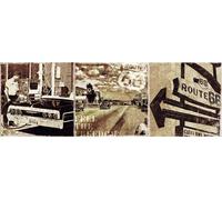 Route 66 - Slim-Poster - Lungo la strada + 2 St Posterleisten Holz 92 cm schwarz