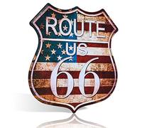 Route 66 - Targa in metallo, collezione vintage, scudo autostradale americano, decorazione da parete, design multipli (blu)