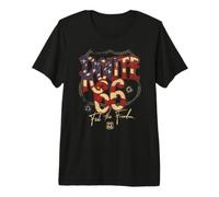 Route 66 US Flag Testo Maglietta Premium