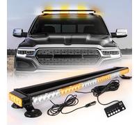 ROUTEKING 95 cm, 80 LED, barra luminosa lampeggiante stroboscopica - 12 V/24 V Giroscopio magnetico LED per veicoli auto, rampa giroscopio con base magnetica (Ambre/bianco/ambra)