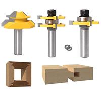 Router Bit Set [3 Pezzi], APLUS 1/2" 12,7mm Fresa per Tagli a 45 Gradi + Frese per Linguette e Scanalature,T Punte di Falegnameria, Strumenti di Lavorazione del Legno per La Casa e Fai da te