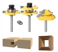 Router Bit Set [3 Pezzi], APLUS 1/4" 6,35mm Fresa per Tagli a 45 Gradi + Frese per Linguette e Scanalature,T Punte di Falegnameria, Strumenti di Lavorazione del Legno per La Casa e Fai da te