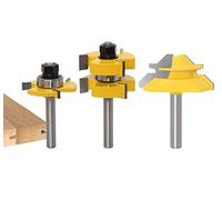 Router Bit Set [3 Pezzi], APLUS 8mm Fresa per Tagli a 45 Gradi + Frese per Linguette e Scanalature, Strumenti di Lavorazione del Legno per La Casa e Fai da te