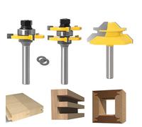 Router Bit Set [3 Pezzi], APLUS 8mm Fresa per Tagli a 45 Gradi + Frese per Linguette e Scanalature,T Punte di Falegnameria, Strumenti di Lavorazione del Legno per La Casa e Fai da te