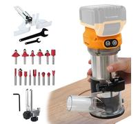 Router compatto senza fili per batteria Dewalt 18-21V, router palmare senza spazzole da 800 W per la lavorazione del legno, motore brushless da 30000 giri/min con 15 punte per router con gambo da 1/4"