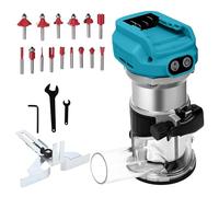 Router compatto senza fili per batteria Makita 18-21V, router palmare senza spazzole da 800 W per la lavorazione del legno, motore brushless da 30000 giri/min con 15 punte per router con gambo da 1/3"