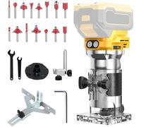 Router cordless compatibile con batteria Dewalt da 20 V, router palmare senza spazzole con 6 velocità, strumento portatile per la lavorazione del legno, tagliabordi manuale con set di 15 punte di