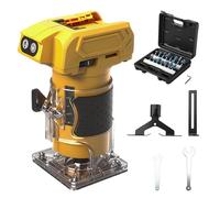 Router cordless compatibile con batteria Dewalt da 20 V (senza batteria), decespugliatore per legno senza spazzole da 800 W con 10000-30000 giri/min a 5 velocità, guida dritta e 15 punte di fresatura