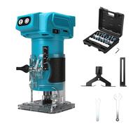 Router cordless compatibile con batteria Makita da 18 V (senza batteria), trimmer per legno senza spazzole da 800 W con 10000-30000 giri/min a 5 velocità, guida dritta e 15 punte di fresatura, router