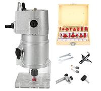 Router di Legno Elettrico, utensile Compatto per fresare Il Legno, fresatrice palmare per Legno, Set di Giunzione per la Lavorazione del Legno per scanalatura, Taglio, Intaglio, 800 W, 30000 Giri/min