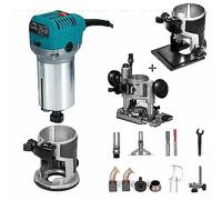 Router di legno Trimmer for legno Trimmer manuale elettrico 30000 RPM Strumento for carpenteria elettrica Lavorazione del legno Rifilatura Scanalatura Intaglio(710W Set 1)