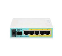 ROUTER MIKROTIK hEX PoE with 800MHz CPU, 128MB RAM, 5x Gigabit LAN (four with PoE out), USB, RouterOS L4, plastic case and PSU