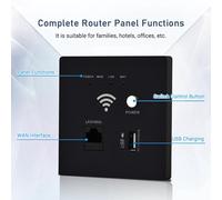 Router WiFi wireless a parete Punto di accesso da 300 Mbps AP per montaggio a parete con presa di ricarica USB Porta LAN da 5 V 1000 mA Hardware di uscita WPS e switch WiFi (Nera)