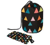 Routine di bellezza senza sforzo: borsa cosmetica pieghevole da donna, il compagno di viaggio perfetto per riporre articoli da toeletta organizzati, motivo geometrico a triangolo, Multicolore,
