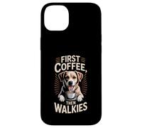 Routine First Coffee Then Walkies Dog Lover Custodia per iPhone 14 Plus