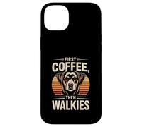 Routine First Coffee Then Walkies Dog Lover Custodia per iPhone 14 Plus