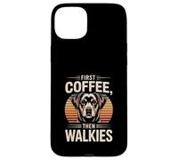 Routine First Coffee Then Walkies Dog Lover Custodia per iPhone 15 Plus