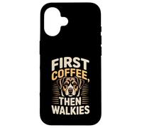 Routine First Coffee Then Walkies Dog Lover Custodia per iPhone 16