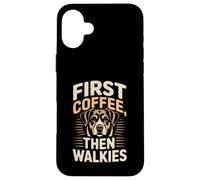 Routine First Coffee Then Walkies Dog Lover Custodia per iPhone 16 Plus