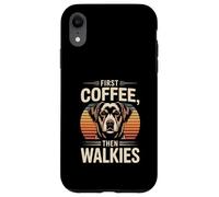 Routine First Coffee Then Walkies Dog Lover Custodia per iPhone XR