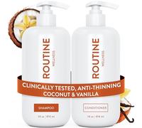 Routine Wellness Biotin DHT Blocker - Set shampoo e balsamo anti-diradamento per donne e uomini, shampoo sicuro per la perdita dei capelli e una crescita più sana, cocco e vaniglia (confezione da 2)
